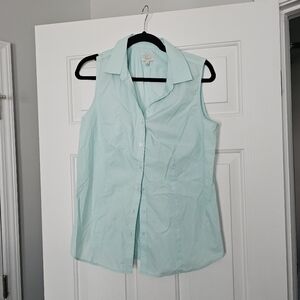 Talbots Mint Sleeveless Button Down Shirt Size M